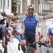 Mark Cavendish celebrates his victory. Picture: PA