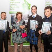 Loughton Town Mayor Cllr Barbara Cohen with students from Roding Valley High School