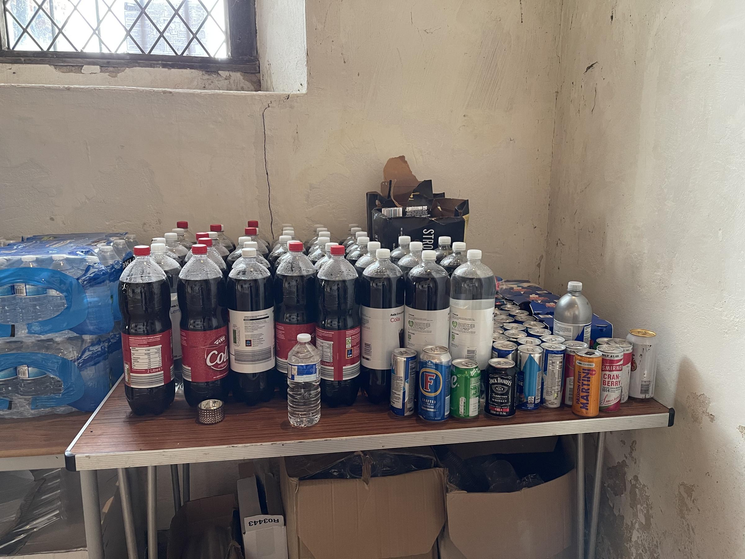 Drinks and damage the morning after the party in All Saints Church. Photo: Essex Police
