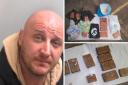 Van driver Charlie Lancaster, pictured, along with drugs seized from the vehicle. Credit: Essex Police