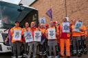 Veolia workers pictured in Harlow this morning (August 31). Image: Unison