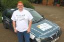 Nick Pedley with his decorated 1995 Peugeot 306