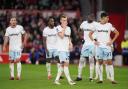 West Ham United players look dejected at Nottingham Forest