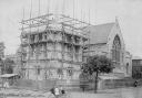 The construction of the church tower c1908. Credit: Gary Stone