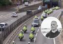 A convoy of motorbikes for a funeral procession for paramedic Mark Pell. Credit: London Ambulance Service