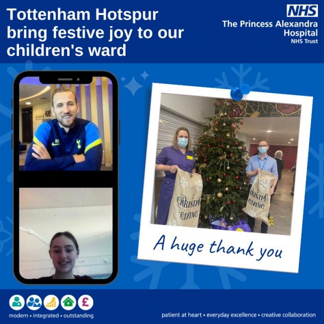Spurs and England striker Harry Kane MBE called children and staff on Dolphin Ward at the Princess Alexandra Hospital Trust