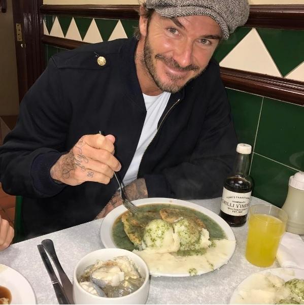 David Beckham and Tony's in Waltham Abbey go together like pie and mash. Photo from Instagram