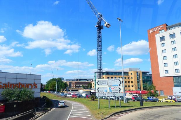 What are they building on the construction site between Beechen Grove and Clarendon Road in Watford town centre?