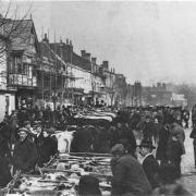 A scene from market day in Epping in the 1890s. Credit Gary Stone
