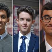 left to right: Anil Chatterjee, Max Bolton, and Ashwin Gohil who are off to Oxbridge. Credit: Debden Park School