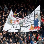 Reader Will Podmore has questioned why the police are investigating this banner that was displayed by Crystal Palace supporters. Picture: Action Images