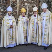 The Right Reverend Lynne Cullens pictured with the Right Reverend Dr Guli Francis-Dehqani, the Bishop of Chelmsford, the Right Reverend Roger Morris, the Bishop of Colchester and the Right Reverend John Perumbalath, the Bishop of Bradwell after the