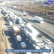Queues on the M25 this morning (image National Highways)