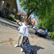 Fawber and Barnard Primary school pupil Charles Garnar filled several bags with rubbish