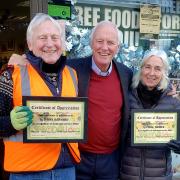 Barry Hearn presented certificates to Terry Barnard and Carol Tarrier.
