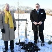 HRH Duke of Gloucester with Ben Murphy at the planting of the Silver Birches on Wanstead Flats. Image: City of London Corporation