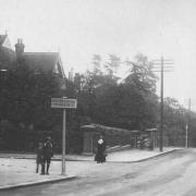 Station Road at the junction of Hartland Road, Epping, c1914.
