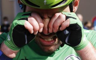 An emotional Mark Cavendish after his 34th Tour stage victory. Picture: Action Images